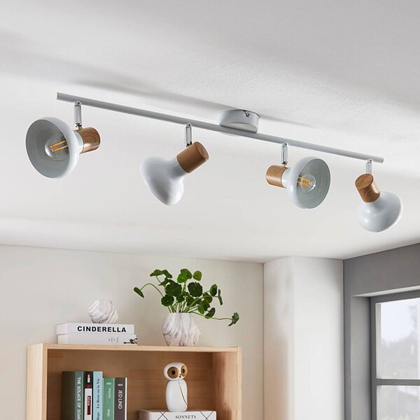 Lindby Stropní bodové svítidlo Fridolin, 70 cm, 4 světla, bílé, kovové, stmívatelný, Bílá / opál, Kuchyň, kov, Moderní