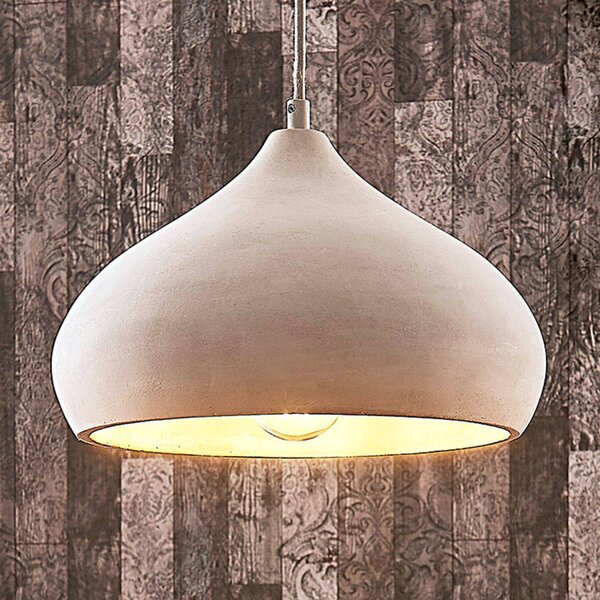 Lindby Závěsné svítidlo Morton, Ø 29 cm, šedá, beton, E27, stmívatelný, Hliník / šedá / zinek, Obývací pokoj / jídelna, Beton, Moderní