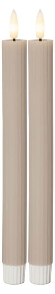 LED svíčka Flamme Stripe Beige – set 2 ks