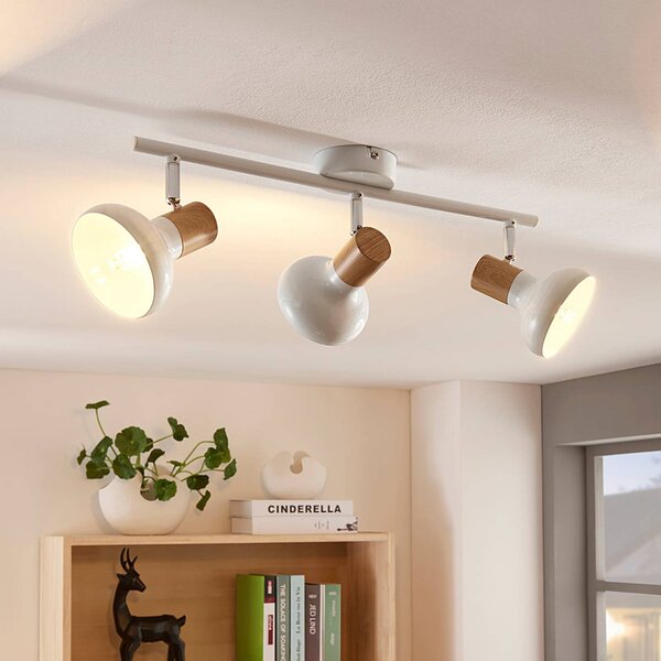 Lindby Stropní bodové svítidlo Fridolin, 50 cm, 3 světla, bílé, kovové, stmívatelný, Bílá / opál, Kuchyň, kov, Moderní