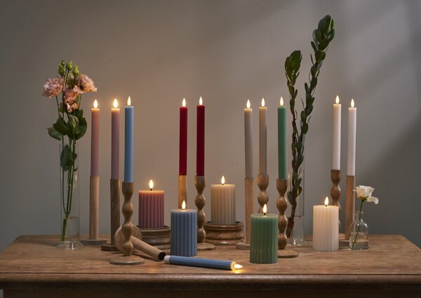 LED svíčka Flamme Stripe Beige – set 2 ks