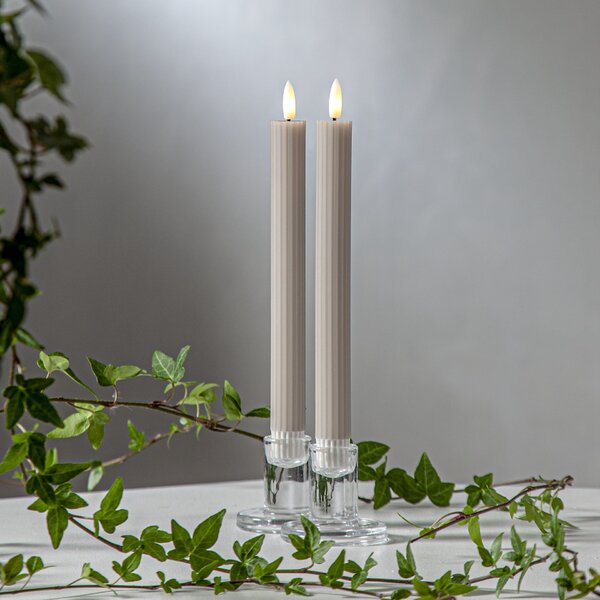 LED svíčka Flamme Stripe Beige – set 2 ks