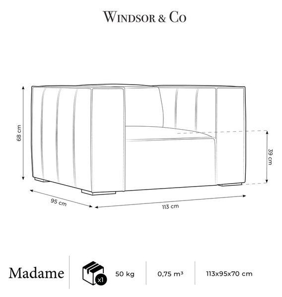 Koňakově hnědé kožené křeslo Madame – Windsor & Co Sofas