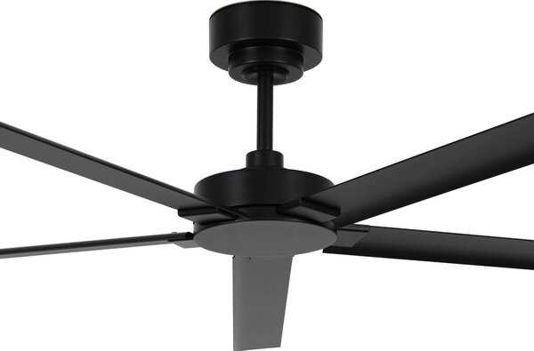 Beacon Lighting Stropní ventilátor Monza, černý, DC, tichý, Ø 152 cm, IP55, Černá, Obývací pokoj / jídelna, Hliník, Moderní