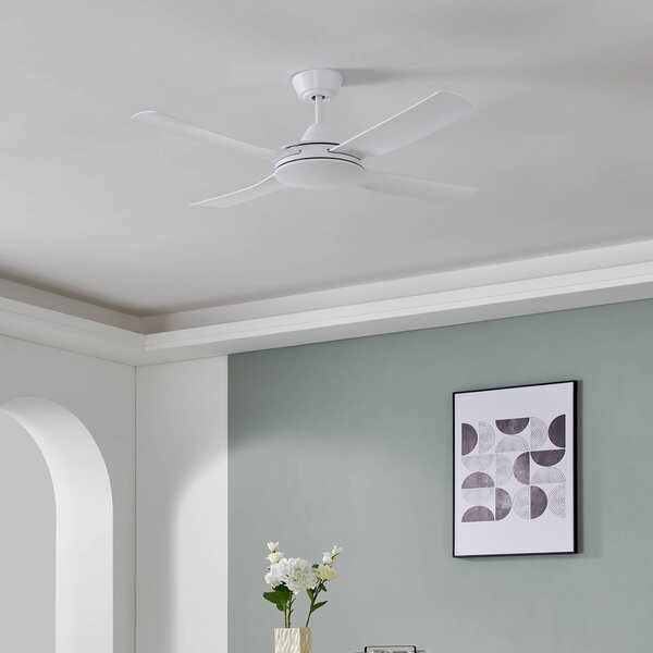 EGLO Stropní ventilátor Bondi 1, matná bílá, dálkové ovládání, Bílá / opál, Obývací pokoj / jídelna, Plast