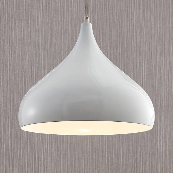 Lindby Závěsná lampa Ritana, bílá, kov, Ø 31 cm, E27, stmívatelný, Bílá / opál, Obývací pokoj / jídelna, Hliník, Moderní