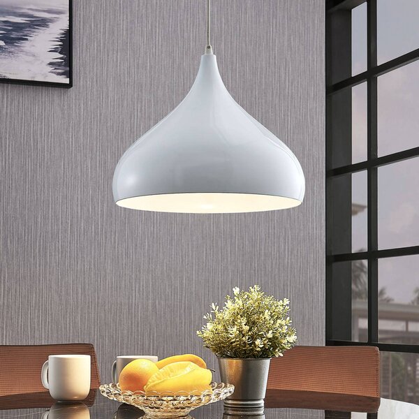 Lindby Závěsná lampa Ritana, bílá, kov, Ø 31 cm, E27, stmívatelný, Bílá / opál, Obývací pokoj / jídelna, Hliník, Moderní