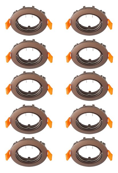 PRIOS Prios vestavné stropní svítidlo Fibur, bronz, zinek, Ø 8,2 cm, 10 kusů, stmívatelný, Bronz / starožitná mosaz, Obývací pokoj / jídelna, kov, Moderní