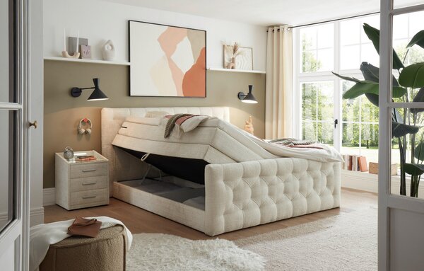POSTEL BOXSPRING, 180/200 cm, krémová MID.YOU - Postele s úložným prostorem, Online Only