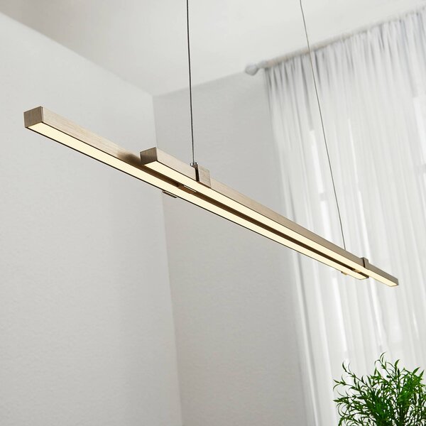 Lucande LED závěsné trámové světlo Tymon, úzké, rozkládací, stmívatelný, Hliník / šedá / zinek, Obývací pokoj / jídelna, kov, Moderní