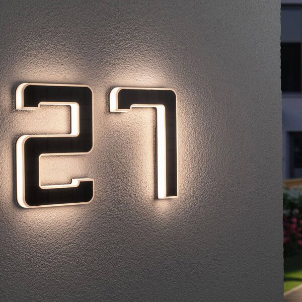Paulmann LED solární číslo domu 6, Černá, Plast, Moderní