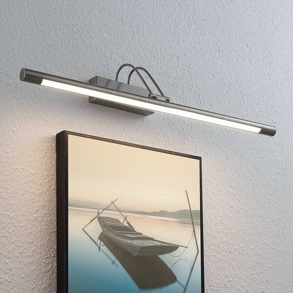 Lindby LED obrazové světlo Mailine, 69 cm, nikl, vypínač, Hliník / šedá / zinek, Obývací pokoj / jídelna, kov, Moderní