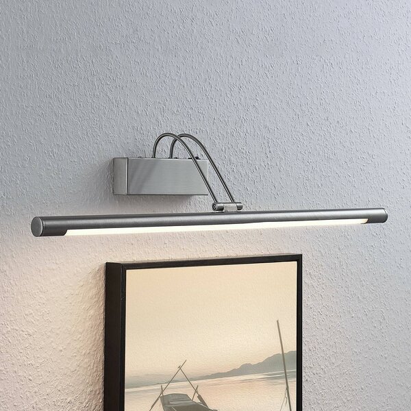 Lindby LED obrazové světlo Mailine, 69 cm, nikl, vypínač, Hliník / šedá / zinek, Obývací pokoj / jídelna, kov, Moderní