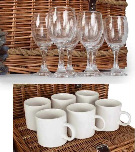 Willow Direct Piknikový koš GREEN WINDSOR proutěný pro 6 osob s dekou