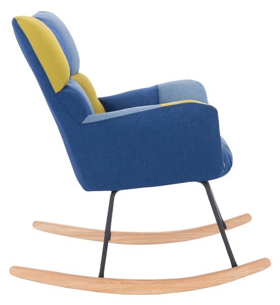 KONDELA Designové houpací křeslo, patchwork modrá / zelená, KEMARO