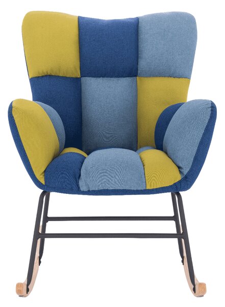 KONDELA Designové houpací křeslo, patchwork modrá / zelená, KEMARO