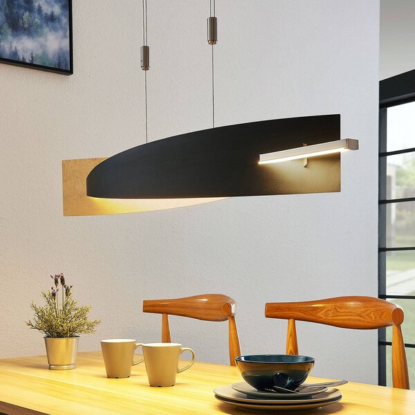 Lucande Závěsné svítidlo LED Marija, 101 cm, černé, stmívatelné, stmívatelný, Černá, Obývací pokoj / jídelna, kov, Moderní