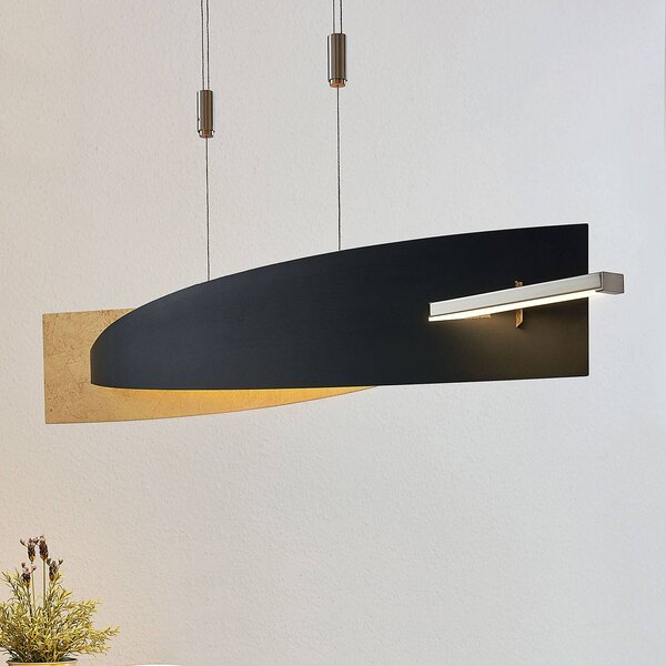 Lucande Závěsné svítidlo LED Marija, 101 cm, černé, stmívatelné, stmívatelný, Černá, Obývací pokoj / jídelna, kov, Moderní