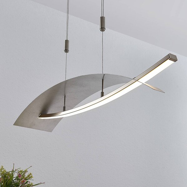 Lucande LED závěsné světlo Marija, 91 cm, stříbrná, stmívatelné, stmívatelný, Chrom / stříbro, Obývací pokoj / jídelna, kov, Moderní