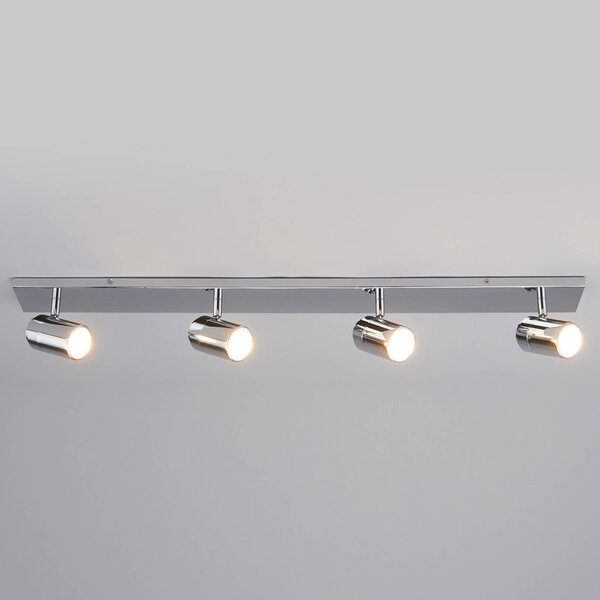 Lindby Stropní koupelnové svítidlo Dejan, 85 cm, 4 světla, chrom, IP44, stmívatelný, Chrom / stříbro, Koupelna, kov, Moderní