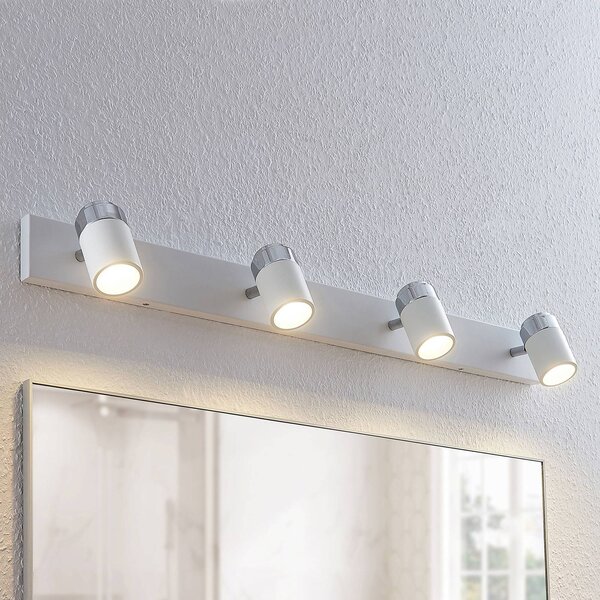 Lindby reflektor Kardo, 4 světla, bílý, kov, IP44, stmívatelný, Bílá / opál, Koupelna, kov, Moderní
