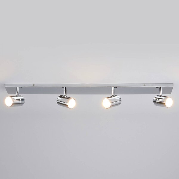 Lindby Stropní koupelnové svítidlo Dejan, 85 cm, 4 světla, chrom, IP44, stmívatelný, Chrom / stříbro, Koupelna, kov, Moderní