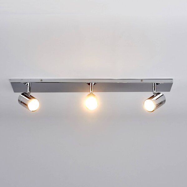 Lindby Stropní koupelnové svítidlo Dejan, 65 cm, 3 světla, chrom, IP44, stmívatelný, Chrom / stříbro, Koupelna, kov, Moderní