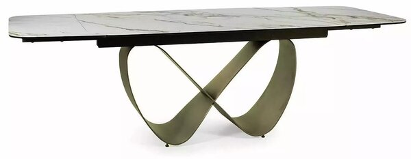Signal Jídelní rozkládací stůl Infinity 160/240 cm keramika bílý mramor/měděný