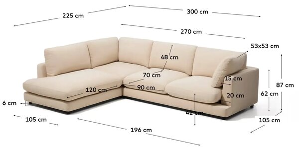 Kave Home Béžová rohová pohovka Gala 300 cm II., levá