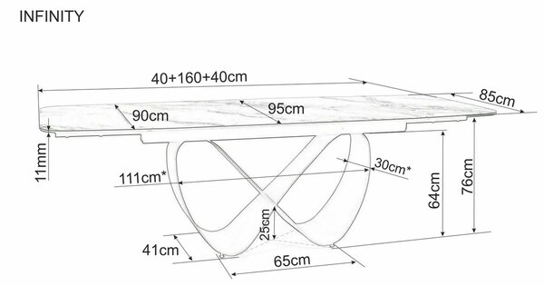 Signal Jídelní rozkládací stůl Infinity 160/240 cm keramika bílý mramor/měděný