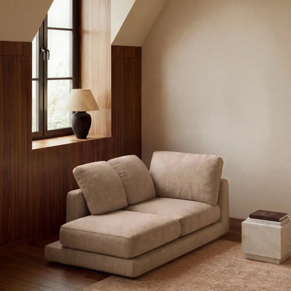 Kave Home Béžová bouclé lenoška Gala 193 cm, pravá