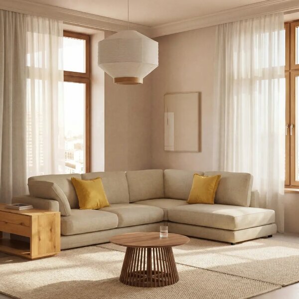 Kave Home Béžová rohová pohovka Gala 300 cm II., pravá