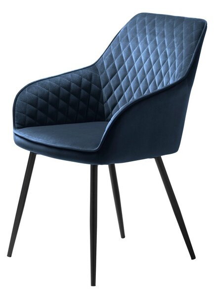 Modré čalouněné jídelní křeslo s područkami Milton – Unique Furniture