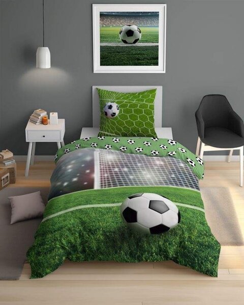 DETEXPOL Povlečení Fotbal přímý kop Bavlna, 140/200, 70/80 cm