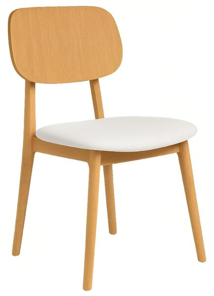 FormWood Dubová jídelní židle Rabbit s bílým koženkovým sedákem