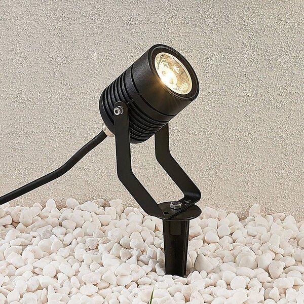 Lindby LED venkovní osvětlení Maris, kolík, IP65, černé, Černá, kov, Moderní