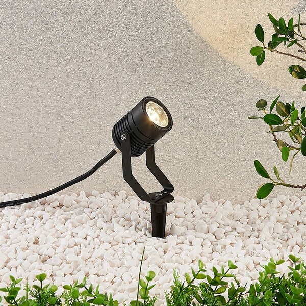 Lindby LED venkovní osvětlení Maris, kolík, IP65, černé, Černá, kov, Moderní
