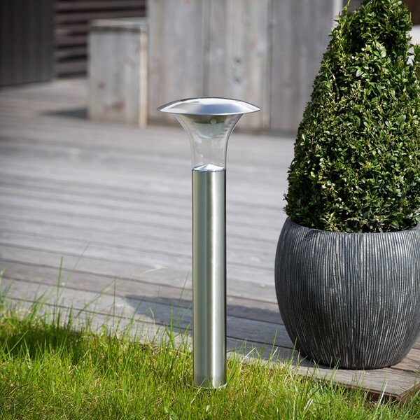 Lindby Solární LED svítidlo na zem Jolin, 66 cm, nerezová ocel, Hliník / šedá / zinek, Nerezová ocel, Moderní