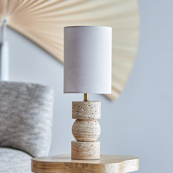 Stolní lampa Bloomingville, Marci, Béžová, Obývací pokoj, Kámen, Venkovský / rustikální