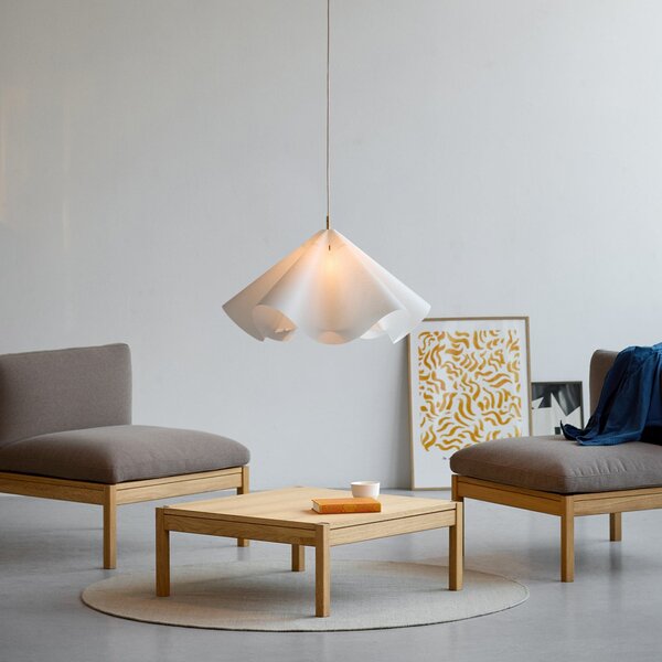 Závěsná svítidlo Moebe, Sinuate, stmívatelné, Bílá, Obývací pokoj, Papír / Karton, Design