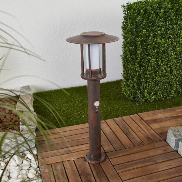 Lindby LED podstavné světlo Pavlos, 55 cm, barva rezavá, senzor, Hnědá / rez, Nerezová ocel, Venkovský / rustikální