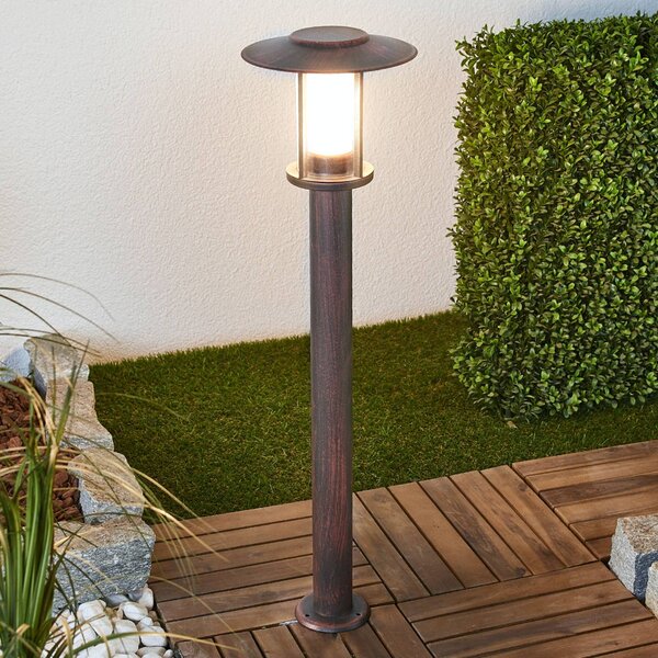 Lindby LED osvětlení cesty Pavlos, 76 cm, barva rez, nerezová ocel, Hnědá / rez, Nerezová ocel, Venkovský / rustikální