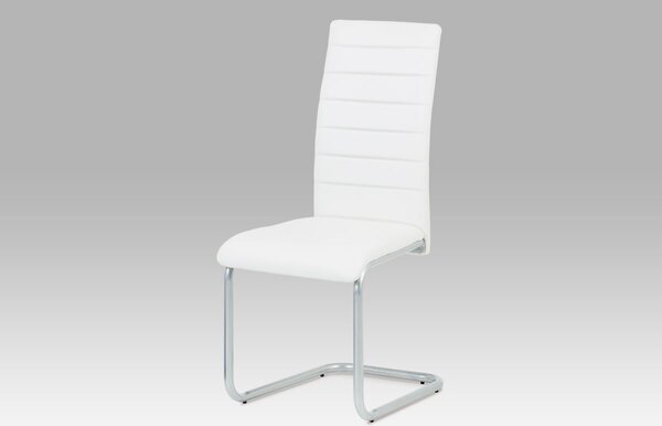 Jídelní židle DCL-102 WT koženka bílá, kov šedý lak, VÝPRODEJ