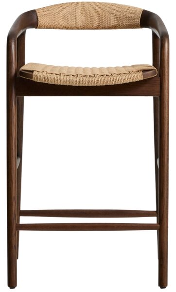Kave Home Ořechová barová židle Derile 65 cm s výpletem