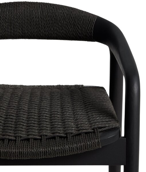 Kave Home Černá barová židle Derile 65 cm s výpletem