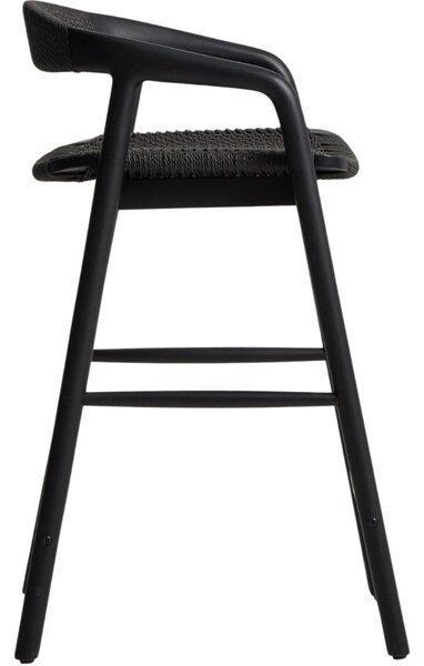 Kave Home Černá barová židle Derile 65 cm s výpletem
