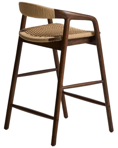 Kave Home Ořechová barová židle Derile 65 cm s výpletem