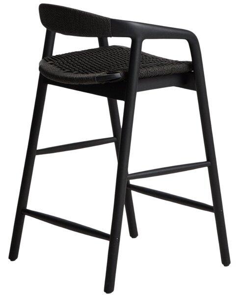 Kave Home Černá barová židle Derile 65 cm s výpletem