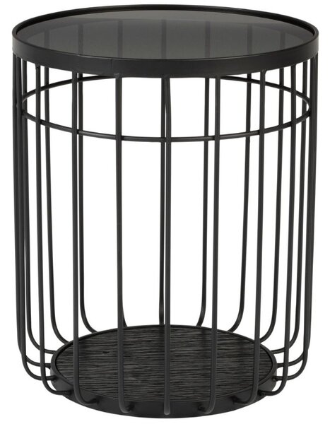White Label Černý skleněný kulatý odkládací stolek WLL Lance 35 cm