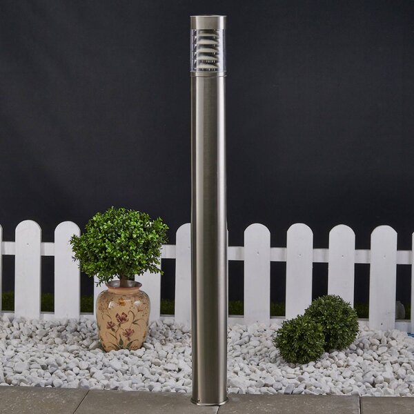 Lindby osvětlení cesty Enja, 100 cm, nerezová ocel, IP44, E27, stmívatelný, Hliník / šedá / zinek, Nerezová ocel, Moderní